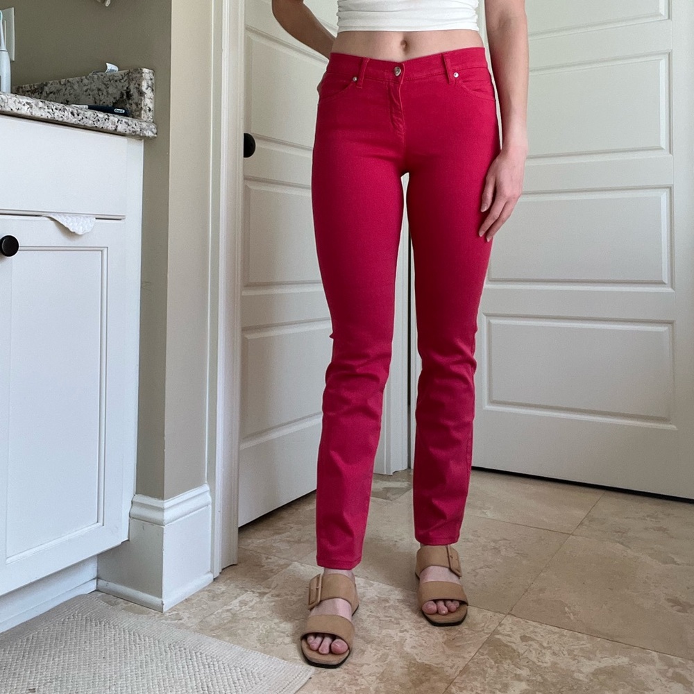 Red Low-Rise Etcetera Jeans